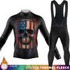 Cycling Fleece Jersey Skull Mens Clothes Winter Road Bicycle Thermal Men's Shirt Bike Man Set Jumper Outfit 2025 Bib Sportswear