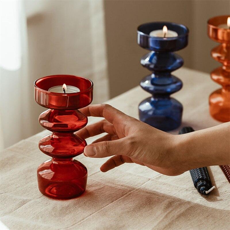 Glass Candle Holder Home Decoration Ornaments Wedding Table Handmade Crafts Glass Candlestick Gifts
