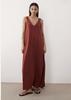 New European and American solid color V-neck sleeveless vest long dress loose drape lazy style long dress women