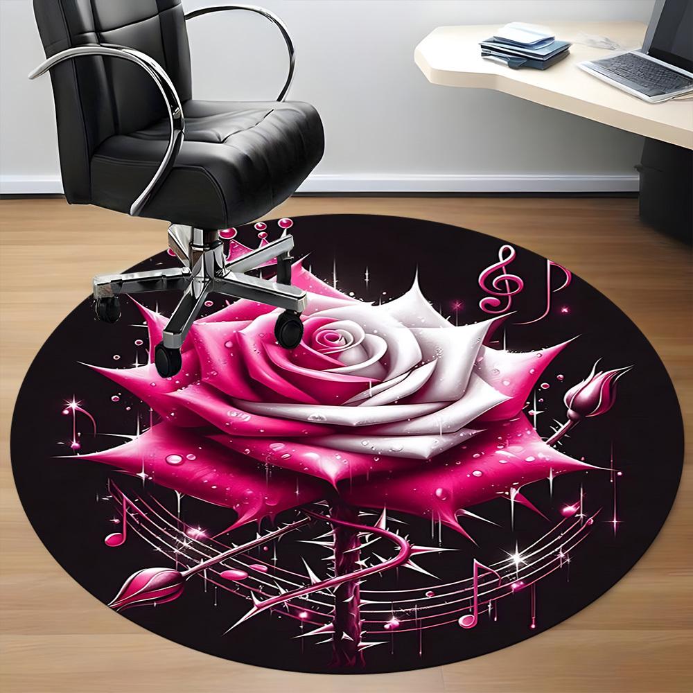 1pc Rose Music Note Chair Carpet for Office Machine Washable Rug for Office, Good Gift for Family or Friends yy251225253