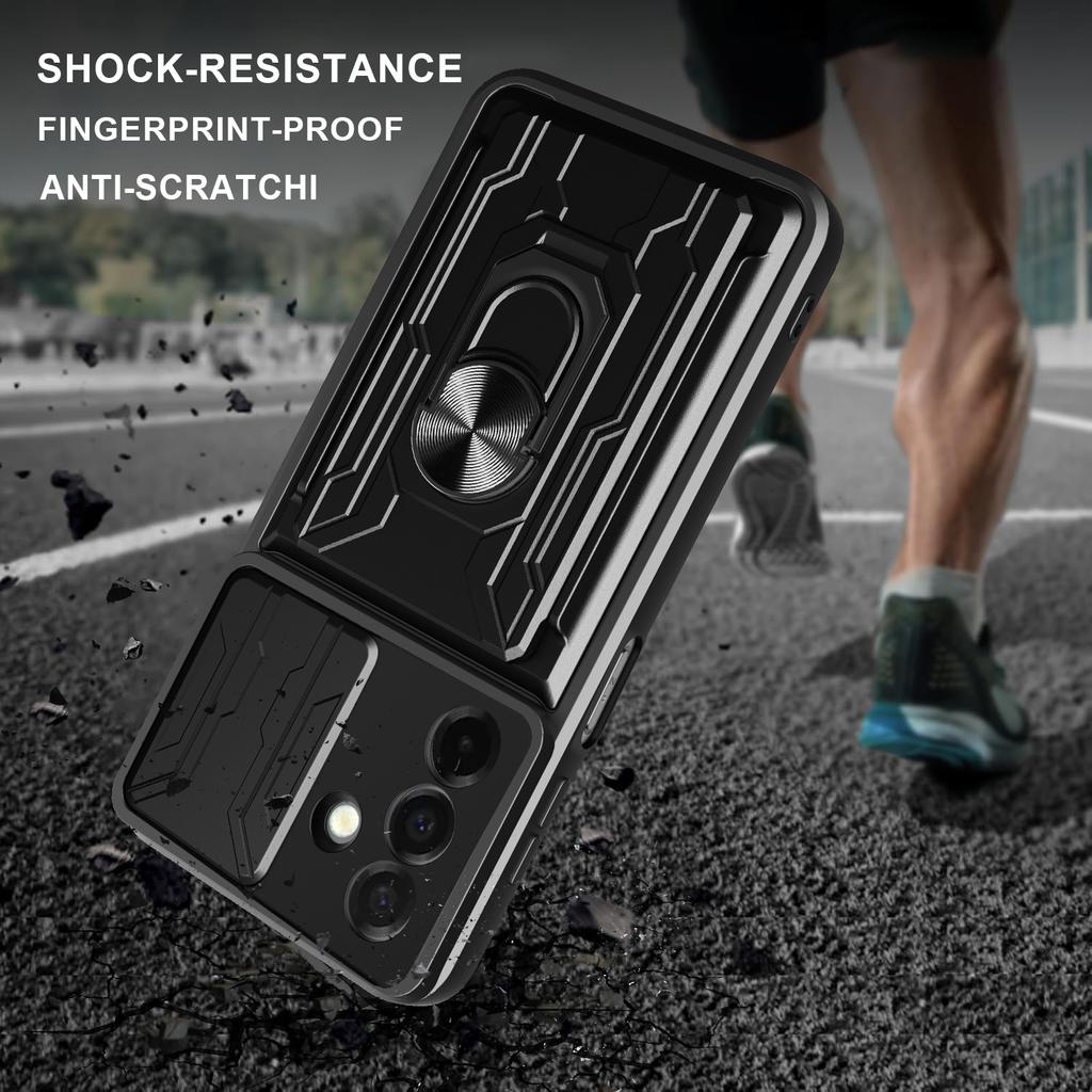 For Samsung Galaxy A26 5G Case PC+TPU Kickstand Phone Back Cover with Camera Slider