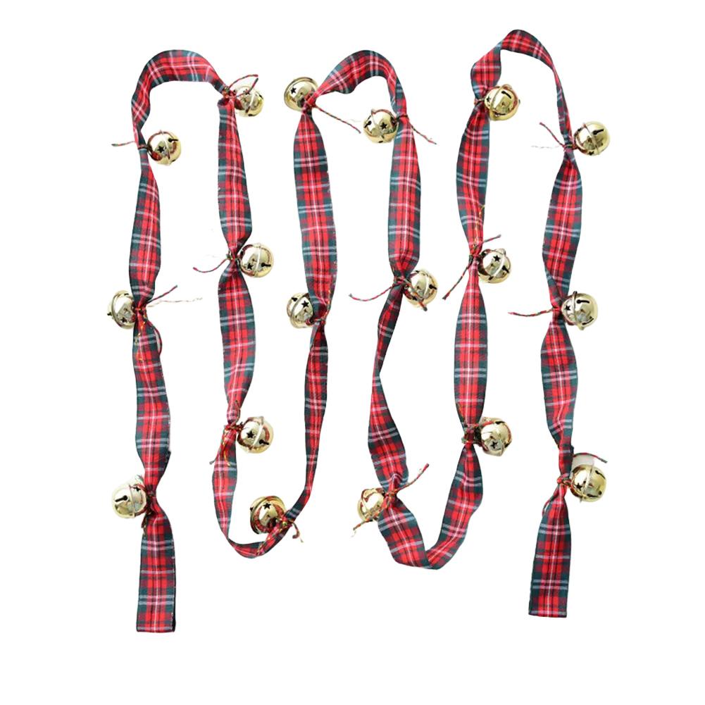 Red Velvet Ribbon Bell String for Festive Decorations on Christmas Trees Doors and Packaging 27 M Cloth Material