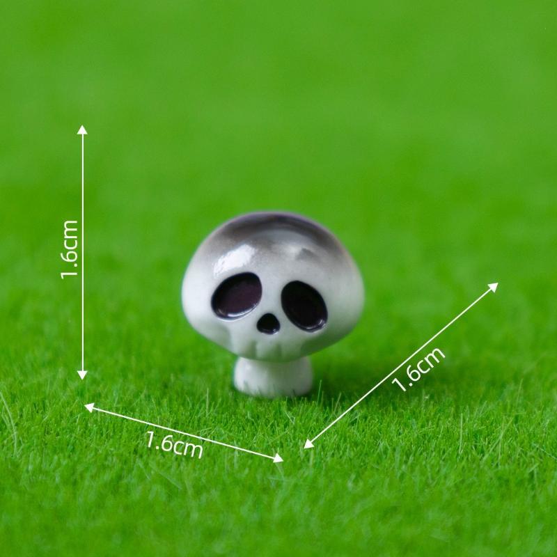 Mini Halloween Mushroom Ghost Resin Figurines Adorable Colorful Pattern Small Statue for Home Decor Halloween Party Kids Surprise Gift D