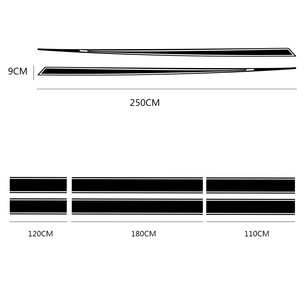 Universal Car Hood Roof PVC Stickers Long Stripes Styling Vinyl Film Trim Decals Set Body Decoration Auto DIY Tuning Accessories