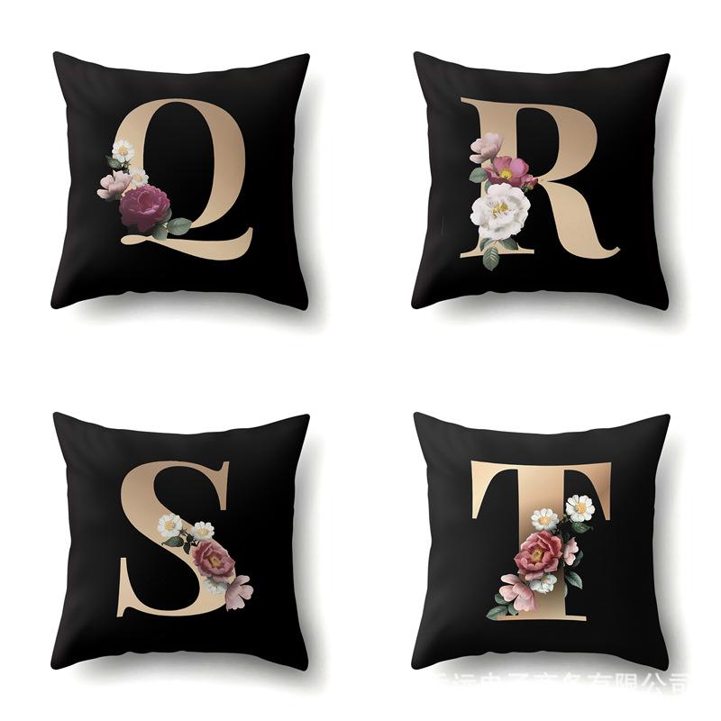 Polyester Pillowcase Home Car Decoration Printing Pillowcase 26 English Letter Cushion Cover