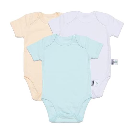 [pastel organic] 100% Organic Cotton (GOTS Certified) Short Sleeve Romper Bodysuit Baby Underwear Baby Boys Organic Cotton Comes in Cosmetic Box