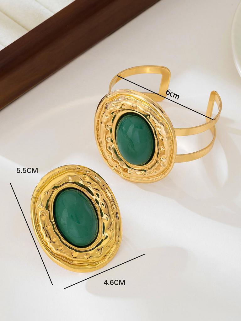 European & American Statement Earrings and Bracelet Set: Trendy Irregular Circles - Women's Fashion Jewelry, Perfect for Vacation.