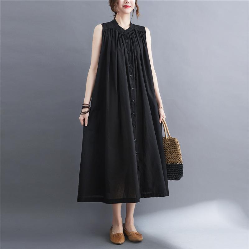 New Summer Plus-size Retro Sleeveless Mid-length Dress for Women