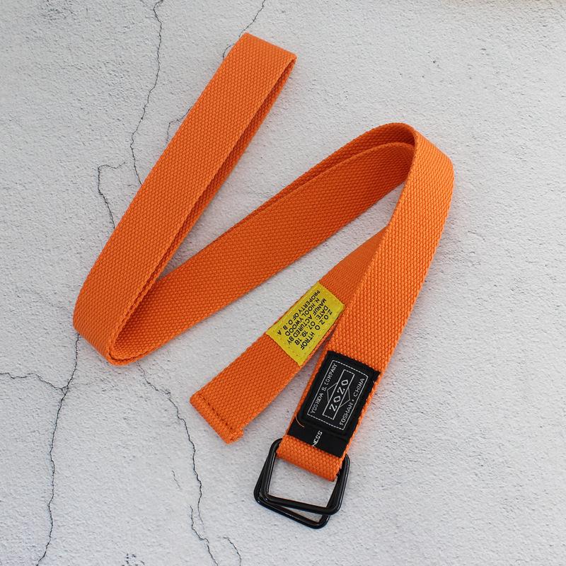 

Холщовый ремень с двойной пряжкой, тканевая этикетка, мужской и женский модный подростковый джинсовый ремень оранжевый