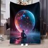 1 Stück Flanell Astronaut Weltraumdecke - Weiche Plüsch Galaxie & Nebel Überwurf mit Astronaut & Planeten, Ganzjahres-Tagesdecke, Sofa