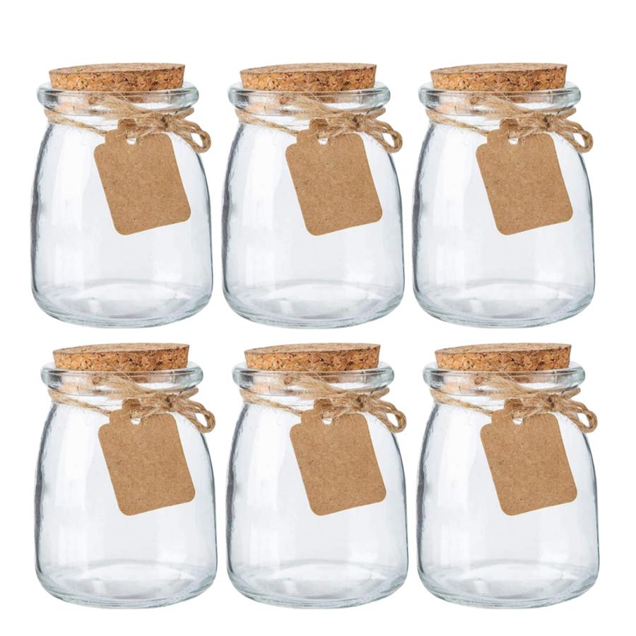 Decorative Glass Bottle with Cork Stopper 100ml Clear Glass Bottle with Cork Stoppers Pudding Jars 3.4oz Mini Yogurt Mason Jar