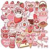 50 Cute Pink Dessert Bunny Stickers Waterproof Girl Heart Stickers Kawaii Pink Dessert Stickers