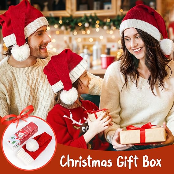 1-2PCS Christmas Knitted Hat Parent Child Pom Pom Yarn Adult Kids Warm Autumn Winter Travel Holiday Gift Festive Party Accessory