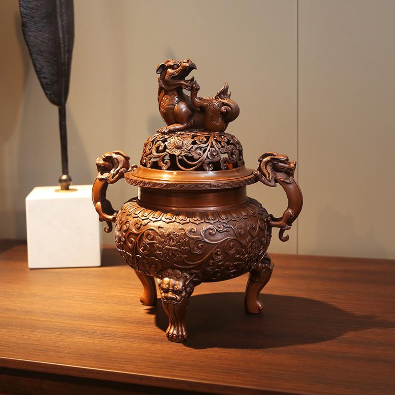 Copper Ming Dynasty Lion Antique Xuande Indoor Home Use Incense Burner