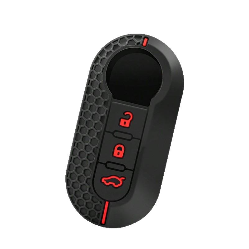 Silicone Key Case for Fiat 500, Folding 3-Button Bravo Key Cover, Remote Control Protector.