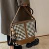IELGY Ladies Messenger Bag Fashionable All-Match One-Shoulder Checked Bucket Bag
