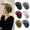 Retro Lace Headwear Turban Hat, Hollow Design Headwrap with 3D Flower Decoration, Hat High Elastic Fit Summer Cap for Style
