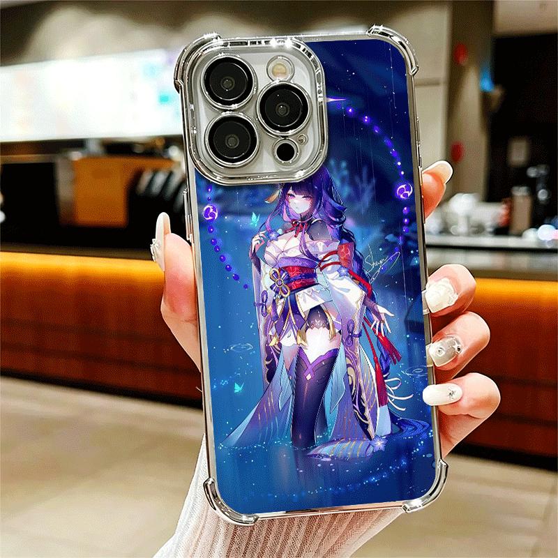 

Genshin Impact Raiden Shogun Plating Phone Case For Iphone 16 17 Pro Max Air 16E 14 15 Plus 12 13 Mini Anti-Fall Airabag Cover iPhone 17 Pro Max