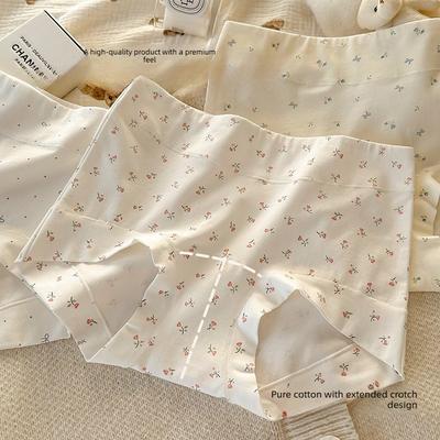 Female Summer Thin New Pure Cotton 10A Antibacterial Extended Crotchy Breathable Skin Friendly Triangle Briefs
