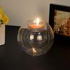 Round Glass Candle Holder Transparent Candlestick European Style Glass Wax Holder Wedding Dinner Table Decor Party Supply