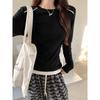 Fake Two Basic Models with Long-sleeved T-shirts for Women, Sweet Girls, Contrasting Colors, Slimming, New Autumn Bottoming Tops