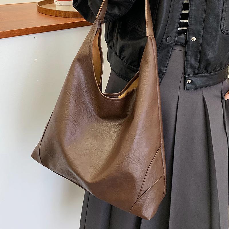 Niche Textured Underarm Bag for Women New Retro Simple Tote Bag Casual Large Capacity Shoulder Bag