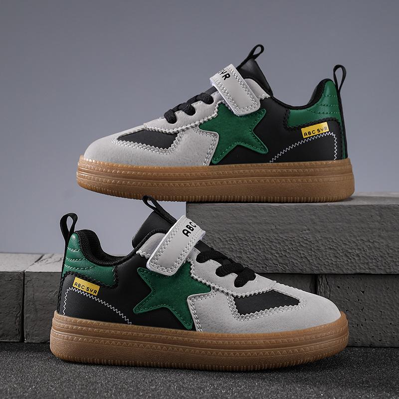 Boys' Star Board Shoes Girls' Leather Board Shoes 2025 Autumn New Children's Sports Shoes Low-top Moral Training Shoes Casual Shoes