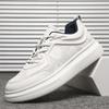 New Shoes for Men Cow Leather Casual Platform Shoes Breathable White Skateboard Shoes Street Slip-on Sneaker