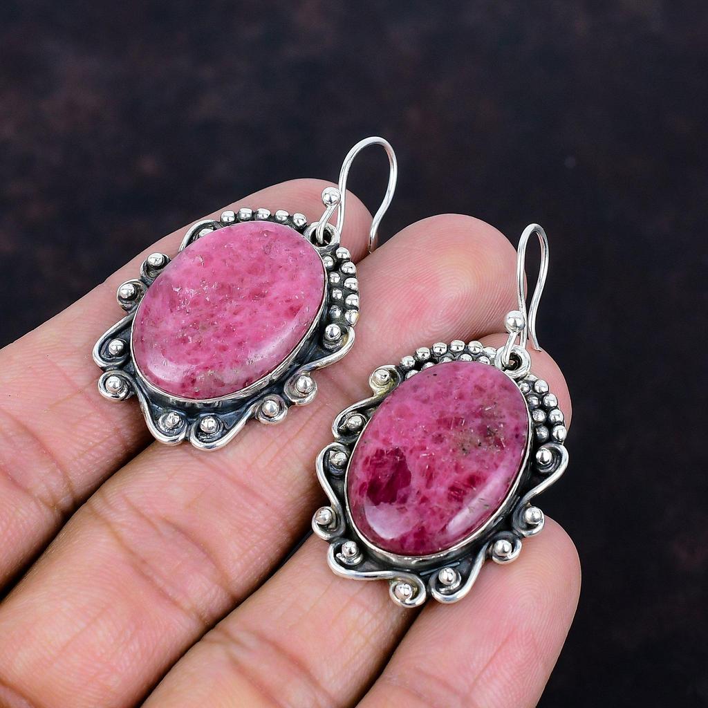 Rhodonite Gemstone Earring Decent Jewelry Handmade Brand New Earrings 925 Sterling Silver Earring Beautiful Rhodonite Jewelry Wedding Gifts