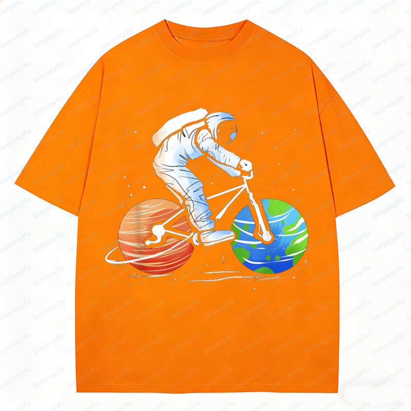 Astronaut Space Cycling for Bicycle Enthusiast & Cyclist T-Shirt Funny Streetwear Casual Sport Camiseta Unisex Clothing S разноцветный