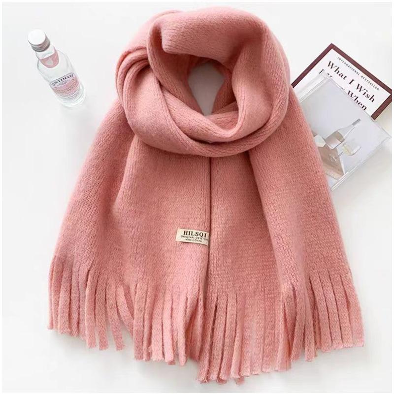 Imitation cashmere cloth label knitted scarf women's autumn and winter thickened warm versatile student couple wool circumference