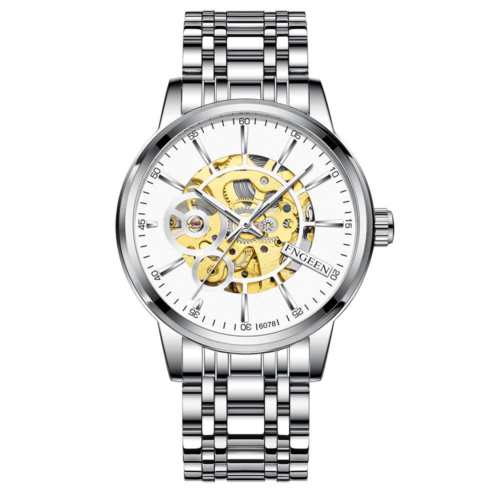 Деловые Мужские Механические Часы Полностью Автоматические Скелетон Новая Концепция Водонепроницаемые Светящиеся Модные Мужские Часы