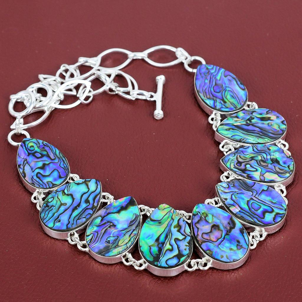 Abalone shell necklace 925 sterling silver necklace handmade jewelry adjustable chain necklace abalone shell gemstone jewelry gifts for mom