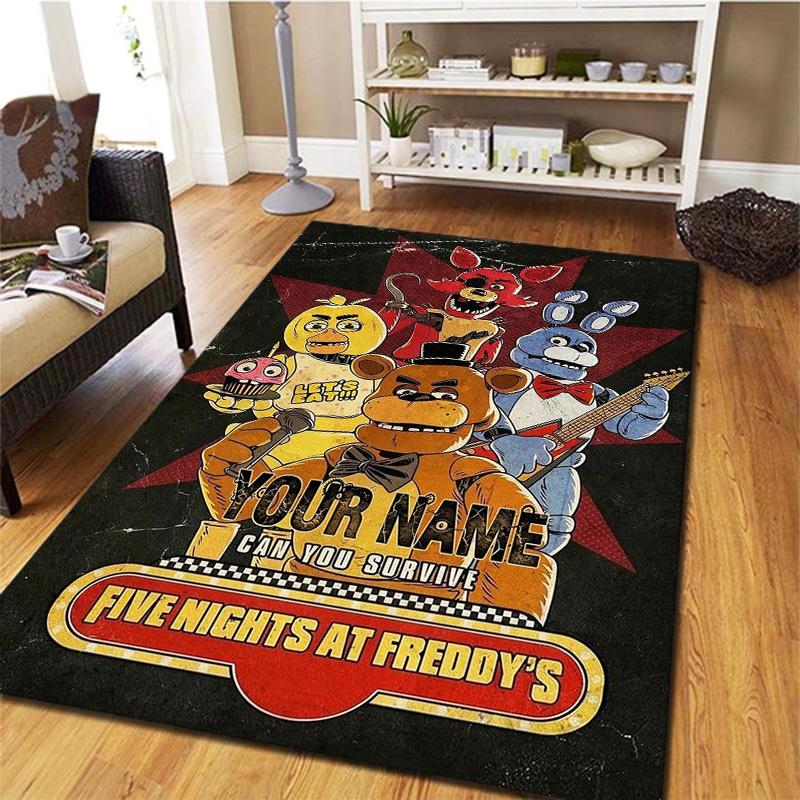 Fnaf Celebration Custom Name Carpet Rug For Living Room Bedroom Home Sofa Decoration Kids Play Nonslip Floor Mat
