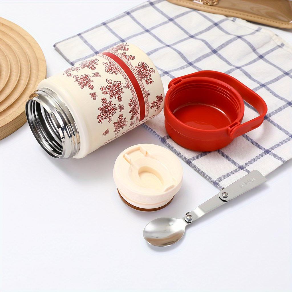 Garnek do gulaszu Stal nierdzewna Izolowany próżniowo Pojemnik na jedzenie Lunch box Pojemniki z dodatkową łyżką Zupa Przechowywanie jedzenia Biuro Podróż Piknik