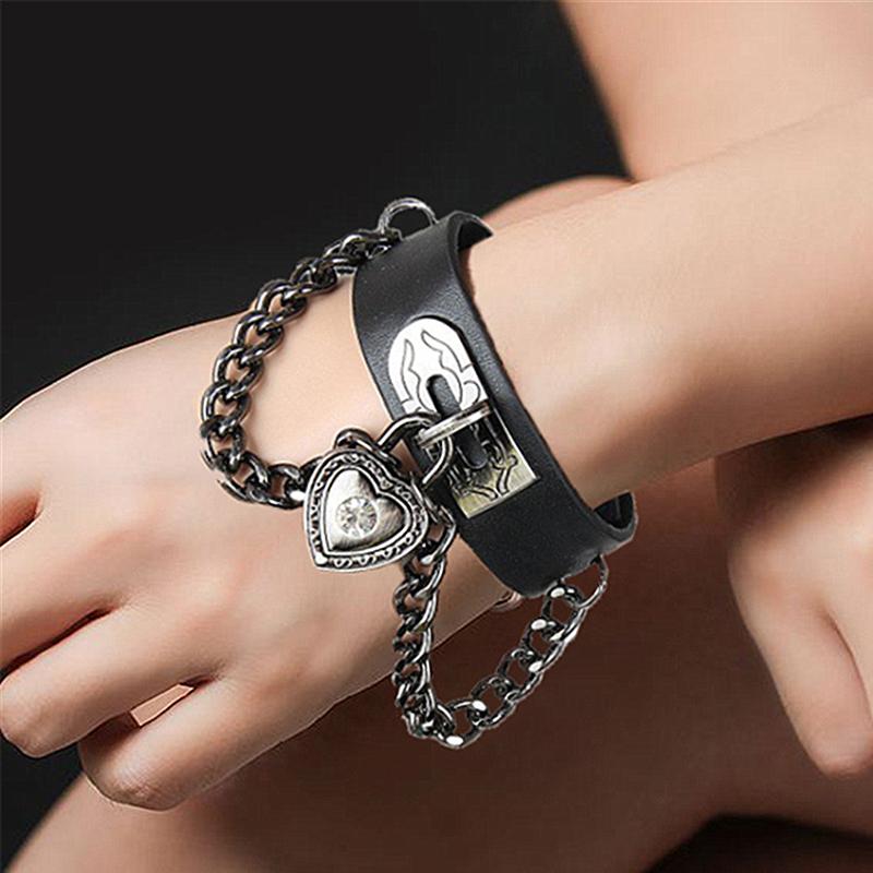 90S  Punk Style Bracelet Personality Pu Leather Three Rows Spikes Square Bracelets Bangle 2024 Party Jewelry Gift