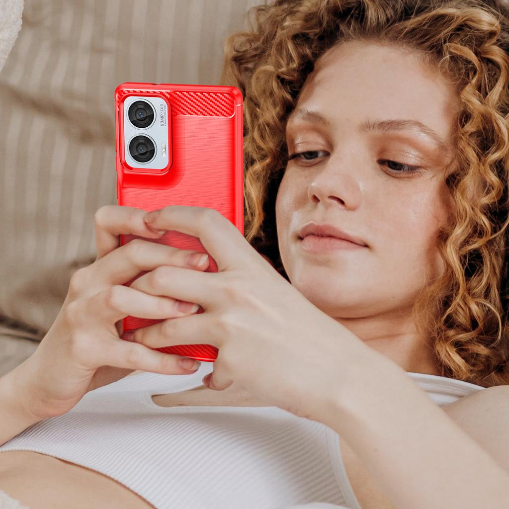 For Motorola Edge 50 Fusion 5G TPU Case Carbon Fiber Texture Brushed Phone Cover