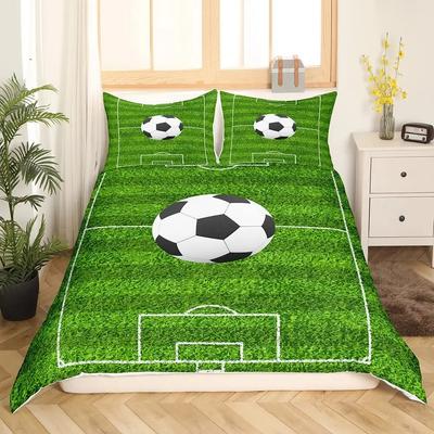 Conjunto de Cama Esportes de Futebol, Capa de Edredom de Futebol Estampa 3D Capa de Colcha Fronha Tamanho King Queen Meninos Adultos Presente de Aniversário