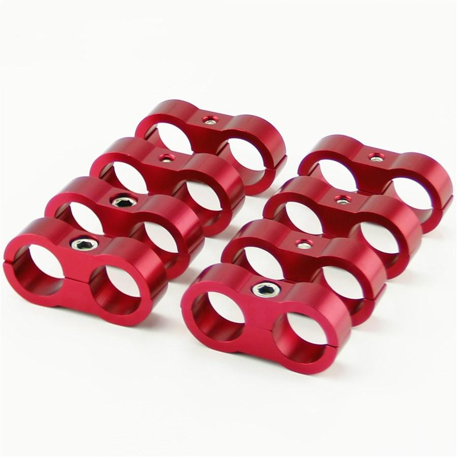 8x Car SUV Black AN-10 19mm Braided Hose Separator Clamp Fitting Adapter Bracket