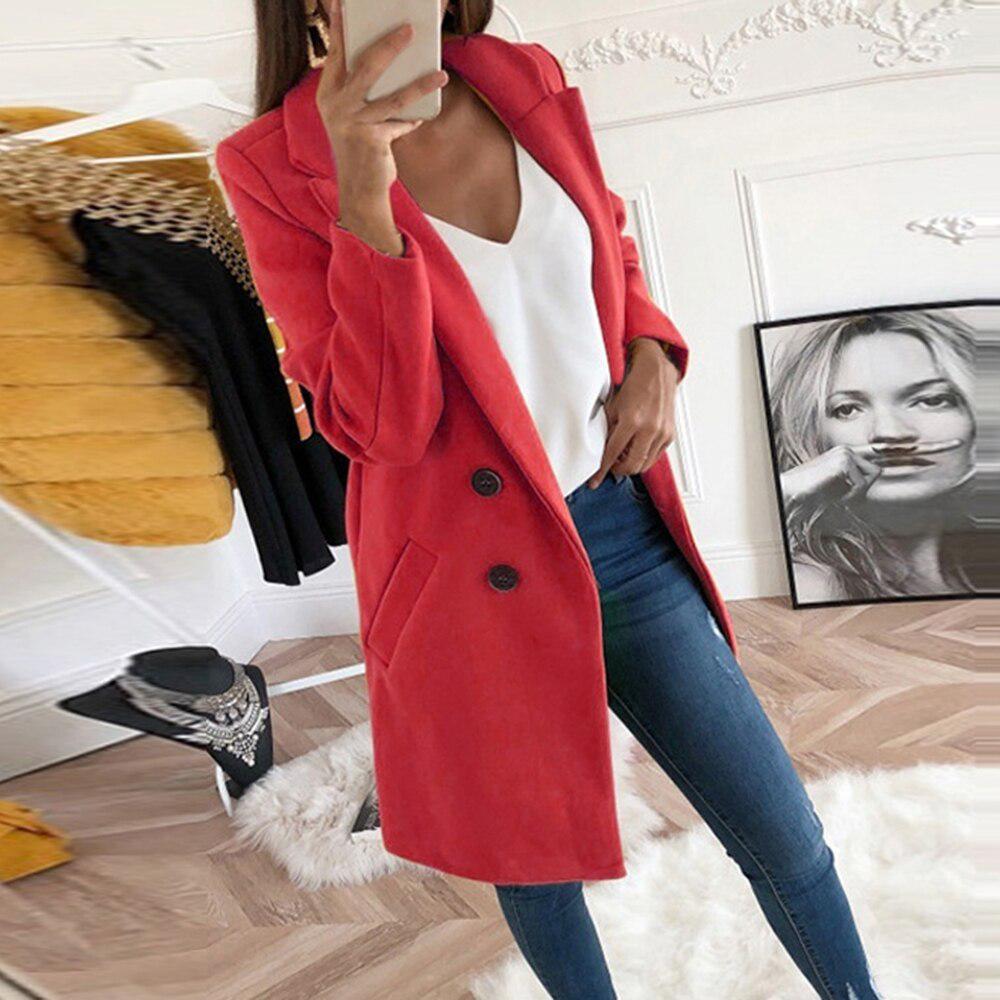 Women's Solid Color Lapel Mid-length Button Imitation Woolen Coat Spring Furry Outerwear Type 2024 Autumn Winter Plus Size New Faux Fur Coat