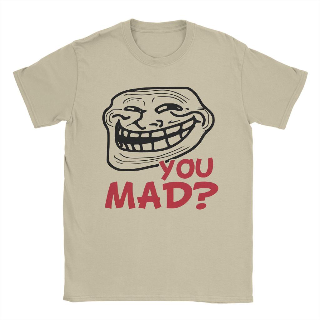 Men's T-Shirt You Mad Troll Face Memes Novelty Cotton Tee Shirt Short Sleeve Funny Humor T Shirt Crew Neck Tops Birthday Gift