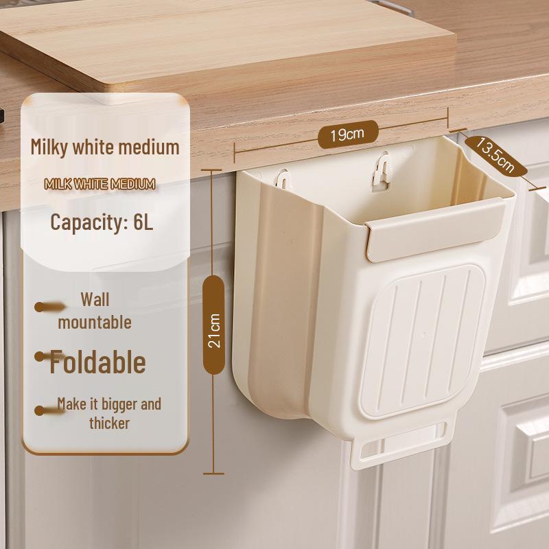 Foldable Kitchen Trash Can: Large, Thick, Cabinet-Hanging Design