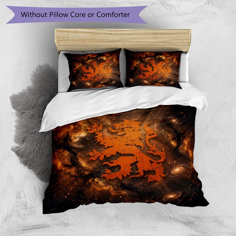 Netherlands Football Printed Bedding 3 Piece Set Cozy Breathable Bed Cover Set as Housewarming Holiday Gift