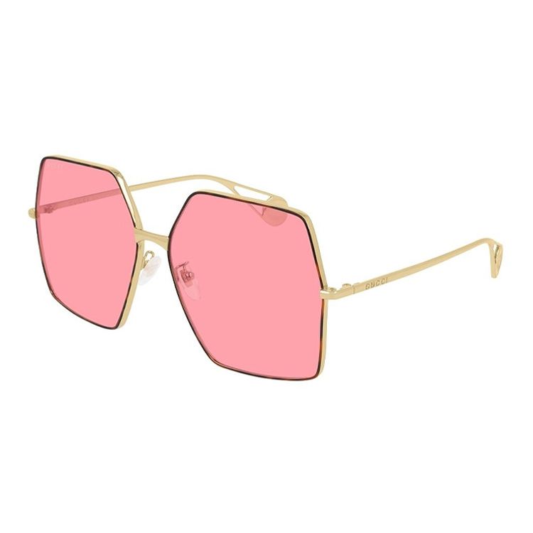 Gucci Frame Series Brand Logo Design Metal Irregular Shape Sunglasses Women sunglasses GG0536S Dust Bag+Eyeglass Case (Random Color),Pink