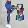 Completo Yoga con Stampa Farfalla per Donna Moda Leggings da Allenamento Fitness Sportivo Set Yoga Casual Tuta Sportiva