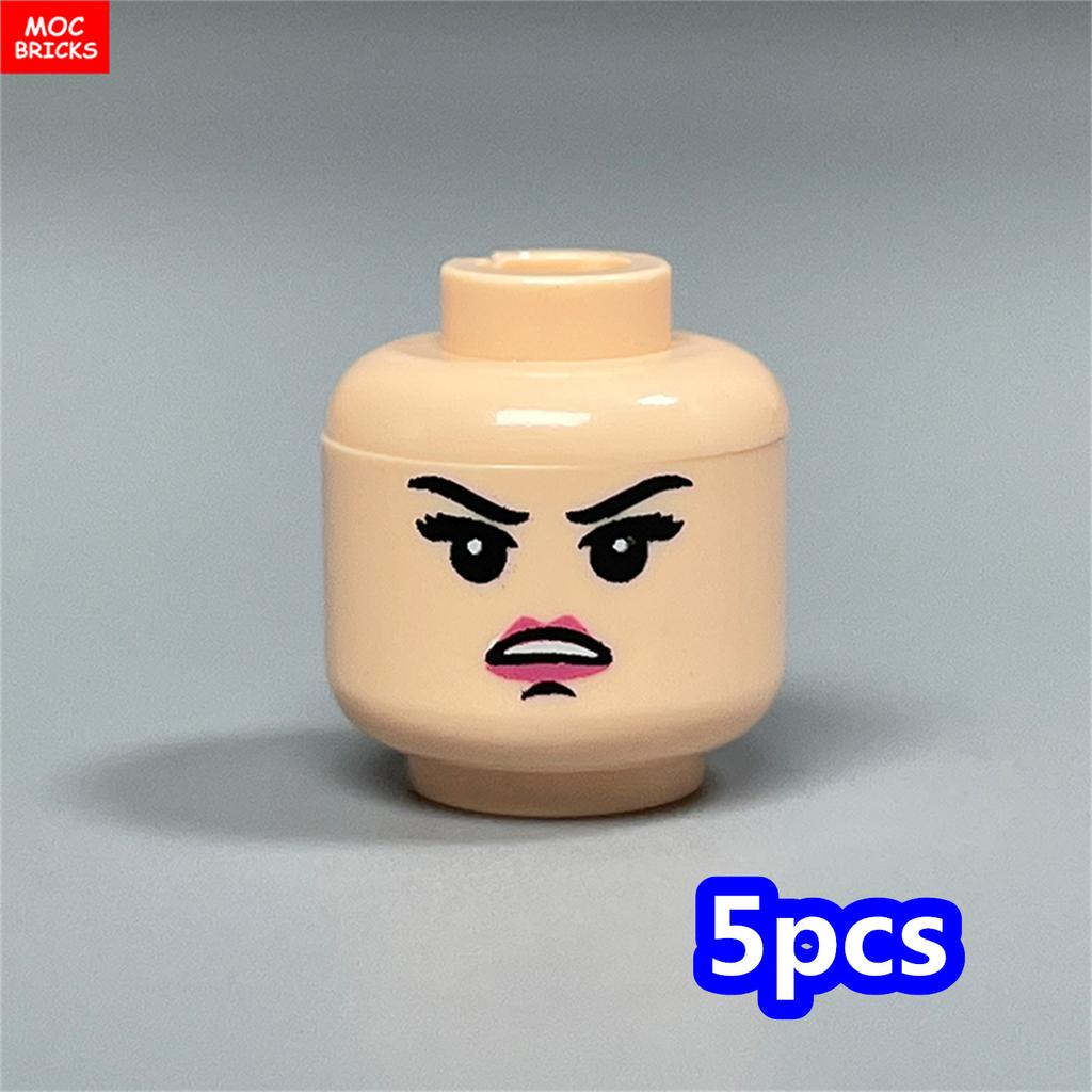 MOC Bricks Hollow Flesh Face Expression Head For 4cm Figure DIY Educational Building Blocks Toys For Children Gifts