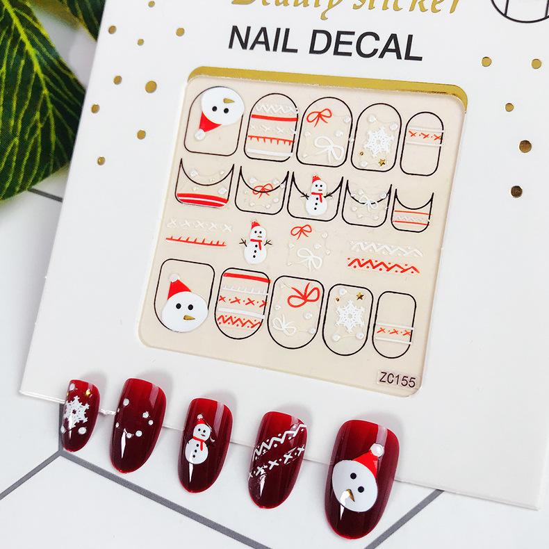 Adesivi di Bellezza Nuovi Ornamenti per Nail Art Natalizi Pupazzo di Neve Regalo di Natale Adesivi per Nail Art Adesivi 3D per Unghie