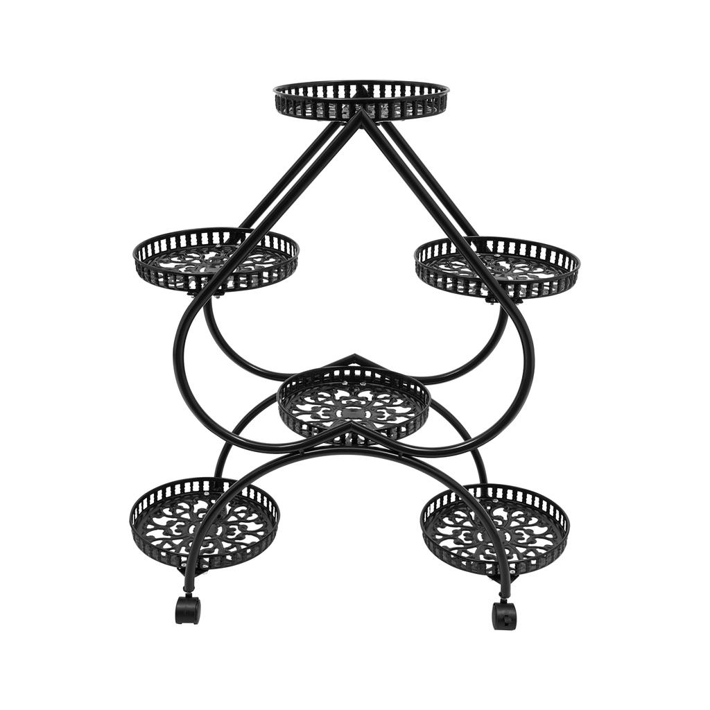 6 Potted Plant Stand, 4 Tier Plant Stand, Heart Flower Pot Stand for Breeding and Displaying Flowers, Plants Black Iron Office