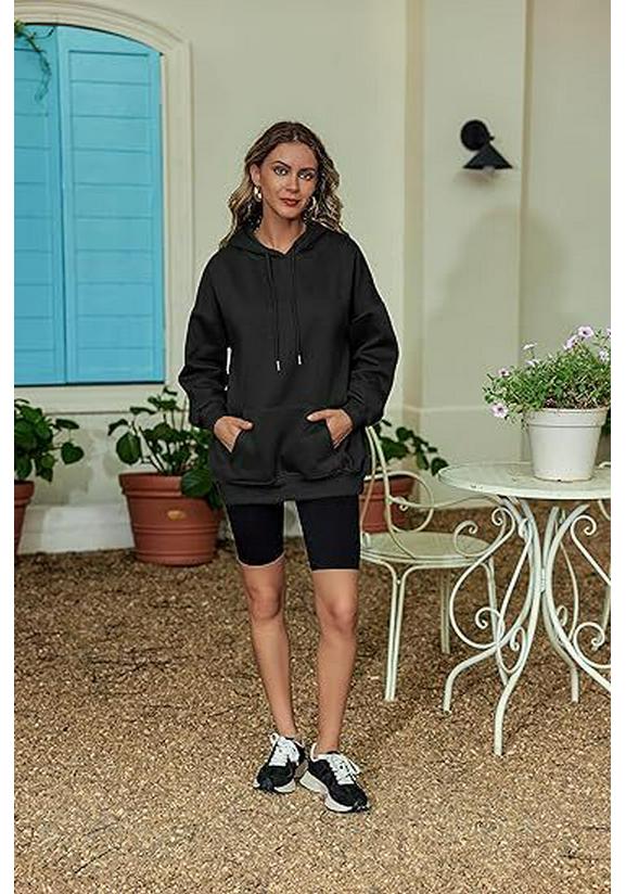 Plus Size Women's Solid Color Drop Shoulder Hooded Sweatshirt with Plus Velvet - Autumn/Winter Collection