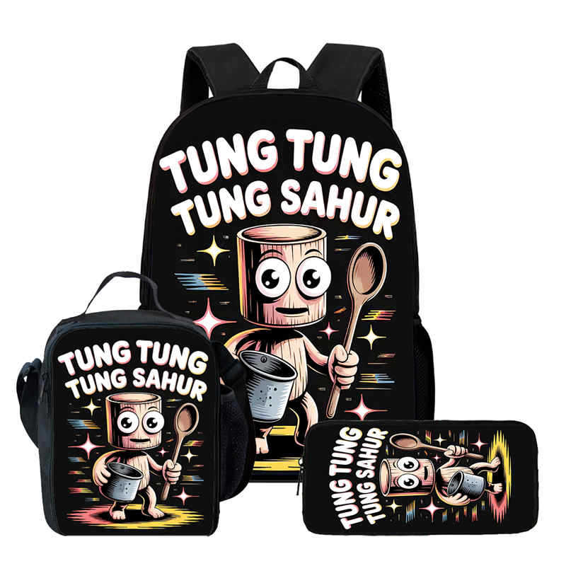 Wooden Stick Man Brain Rot Schoolbag High Definition Printing Leisure Cross Border Light Backpack